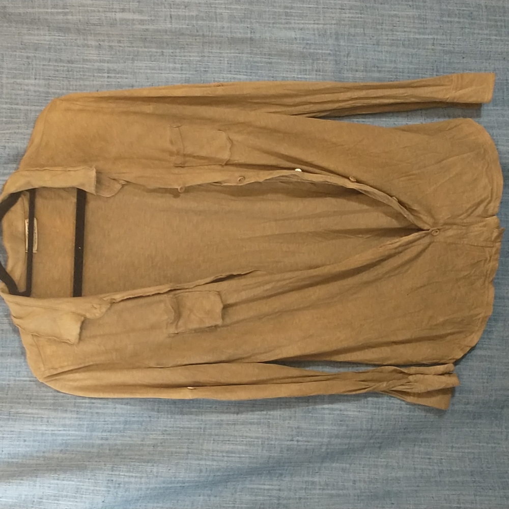 Michael Stars long sleeve olive green button down shirt